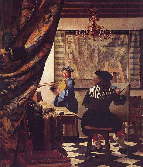 VERMEER VAN DELFT, Jan The Allegory of Painting -or- The Art of Painting oil painting image
